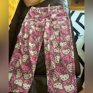 Hello Kitty Pink Pattern Fleece Pajama Pants